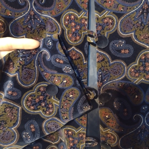 Size 16 VTG printed paisley velvet jacket black - Picture 3 of 7